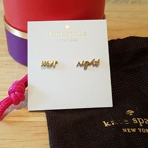 Kate Spade "Mrs Right" gold tone earrings